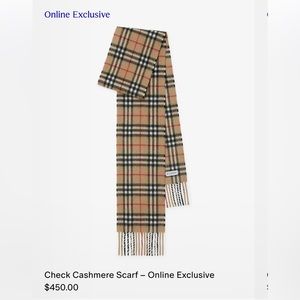 Burberry Check Cashmere Scarf